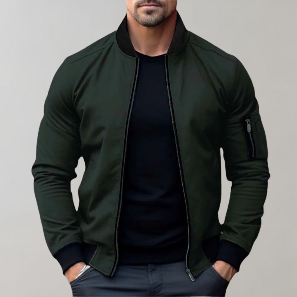 NOUVEAU RICHE Bomberjacke Herren Normale Passform Moderner Komfort Grün