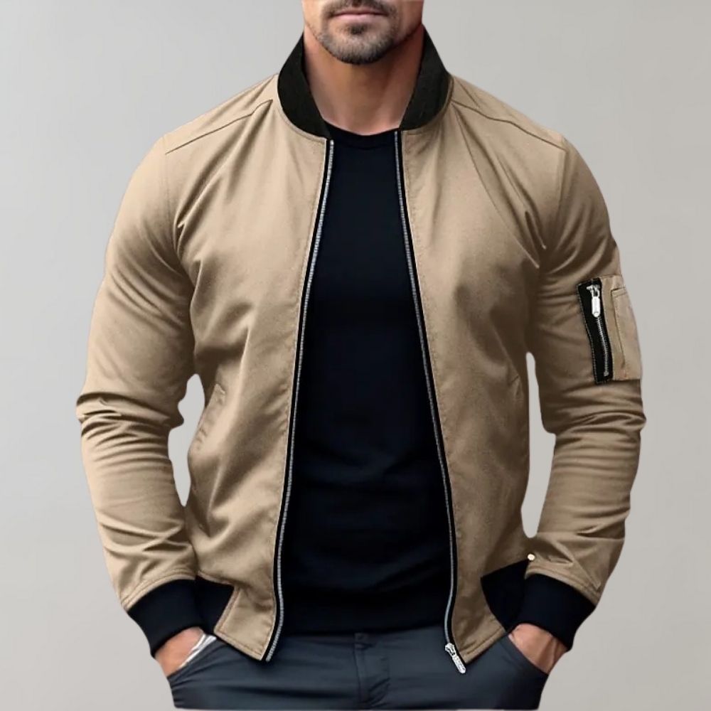NOUVEAU RICHE Bomberjacke Herren Normale Passform Moderner Komfort Khaki