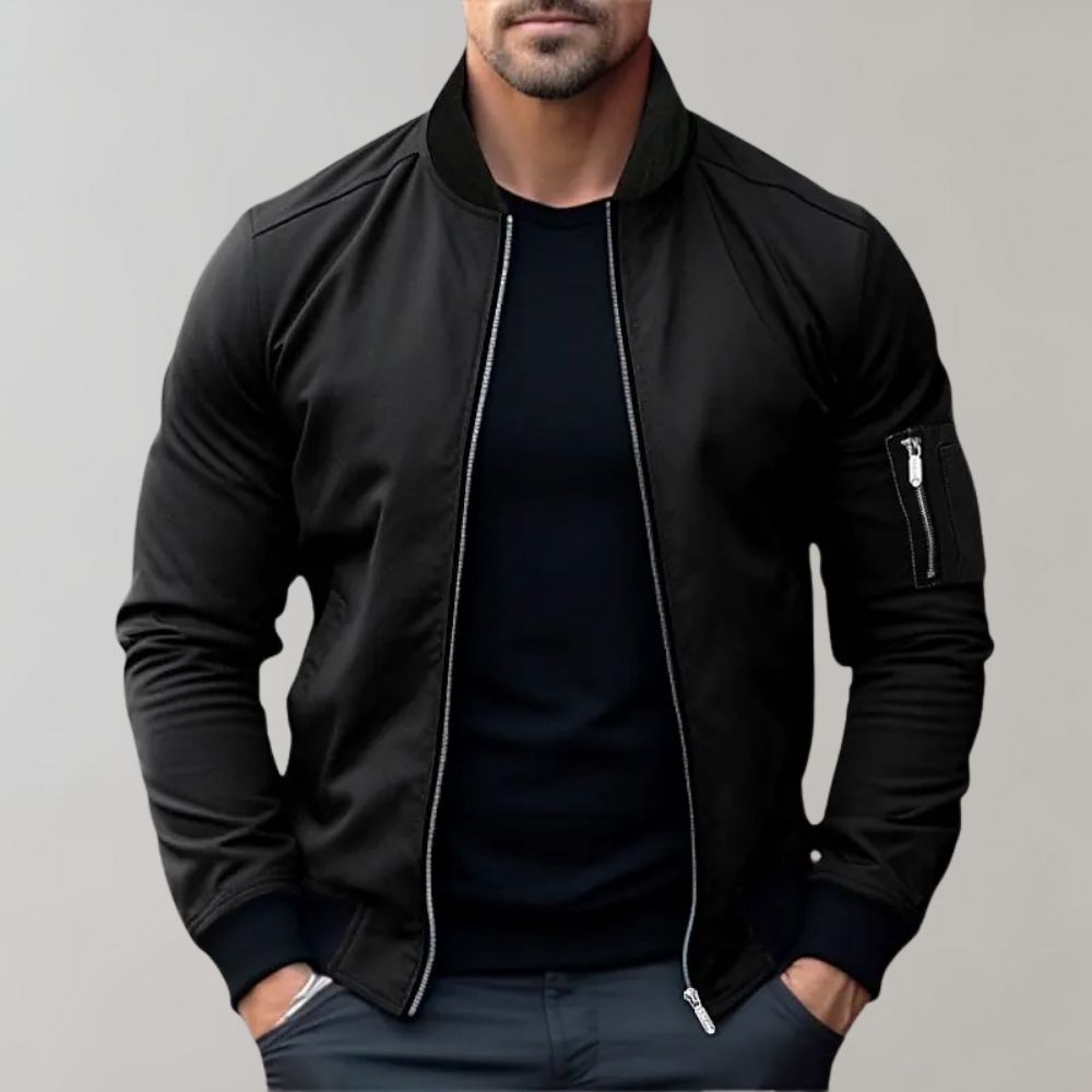 NOUVEAU RICHE Bomberjacke Herren Normale Passform Moderner Komfort Schwarz