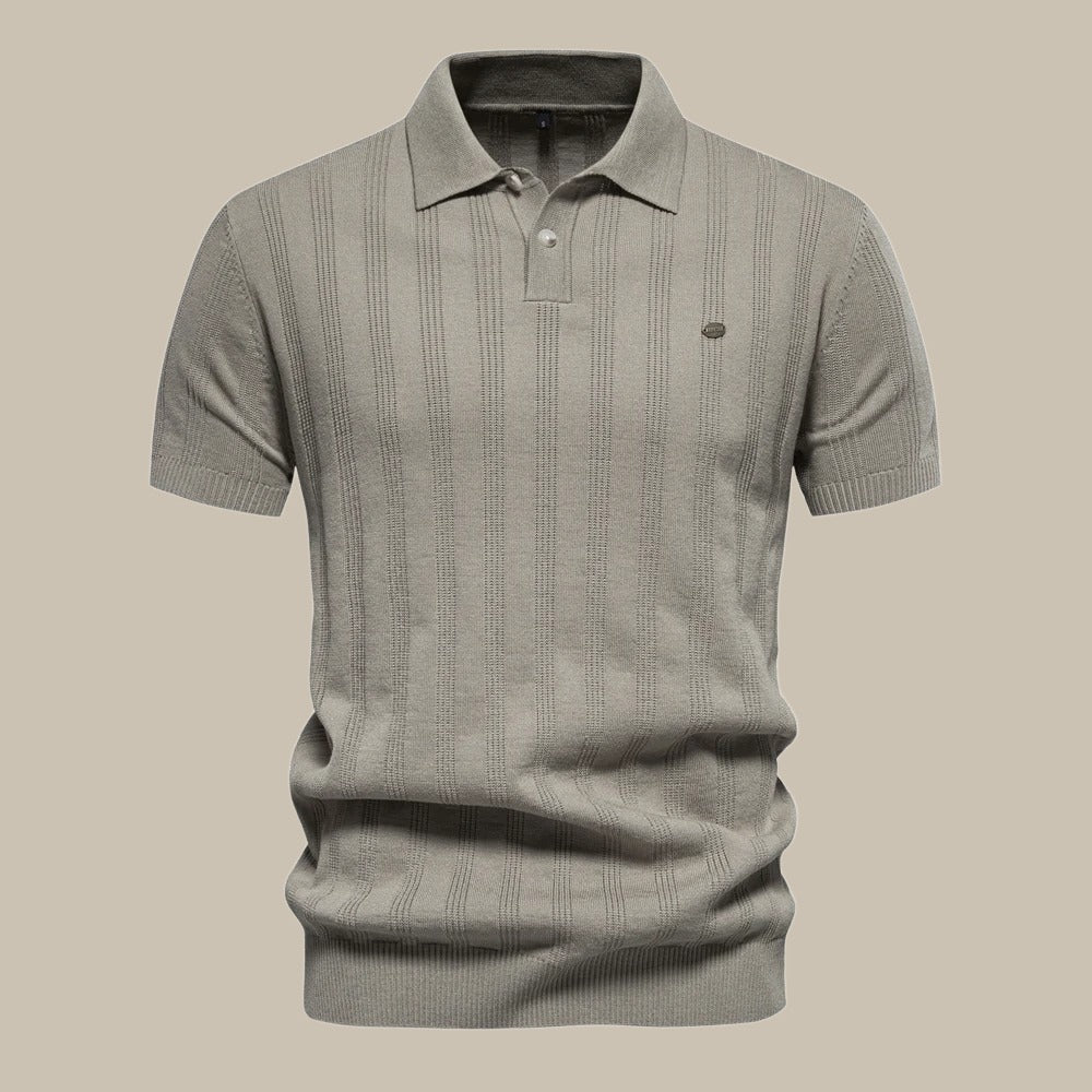 NOUVEAU RICHE Kurzärmeliges Merinowolle Poloshirt Herren Atmungsaktiv khaki