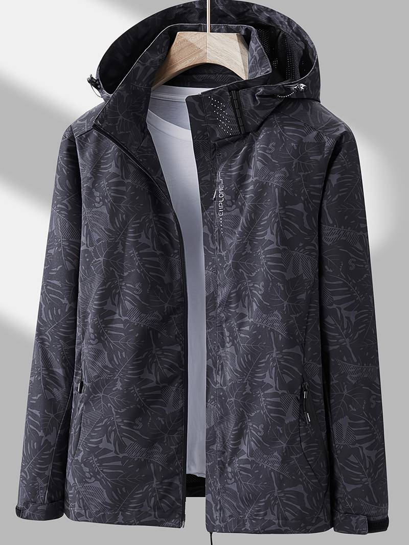 NOUVEAU RICHE Wasser Und Winddichte Outdoorjacke Herren Mit Kapuze Schwarz