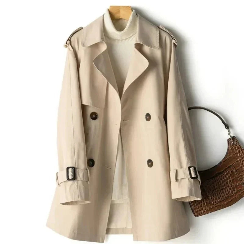 NOUVEAU RICHE Trenchcoat Damen Doppelreihig Mit Gürtel Alltaglook Khaki