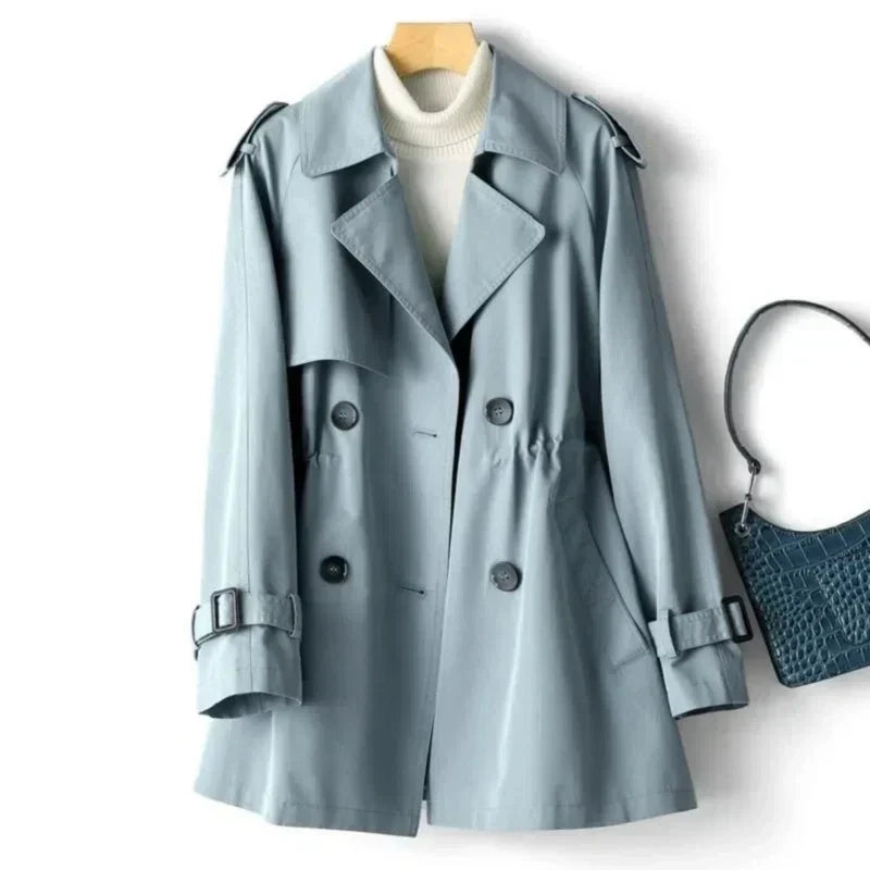 NOUVEAU RICHE Trenchcoat Damen Doppelreihig Mit Gürtel Alltaglook Blau