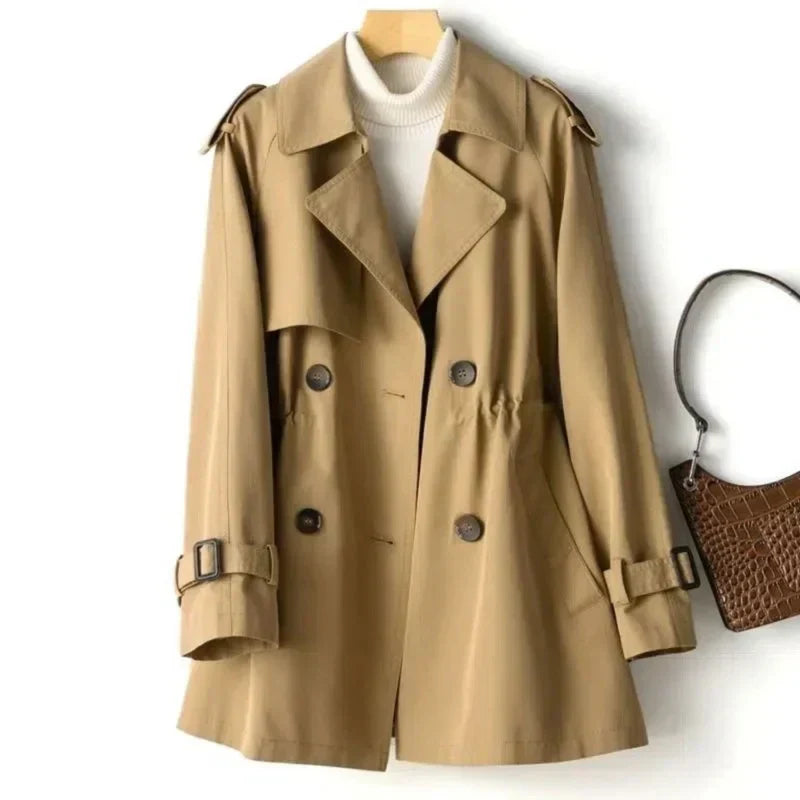 NOUVEAU RICHE Trenchcoat Damen Doppelreihig Mit Gürtel Alltaglook Braun