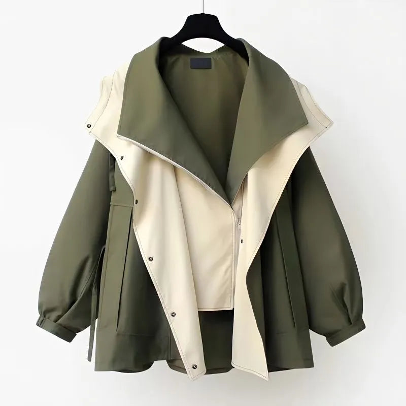 NOUVEAU RICHE Windbreaker-Jacke Winddicht Wasserdicht Taillenzug Doppellagige Grün