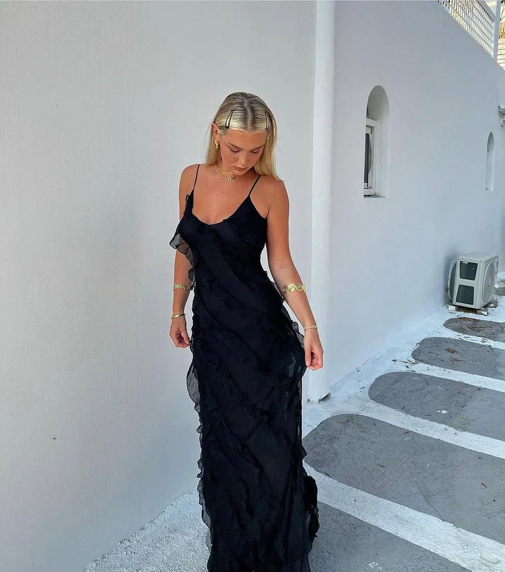 NOUVEAU RICHE Flamenco Maxikleid Mit Offenem Ausschnitt Und Rückenfrei