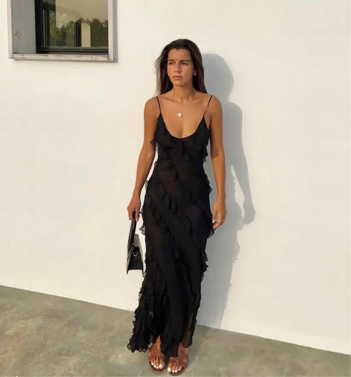 NOUVEAU RICHE Flamenco Maxikleid Mit Offenem Ausschnitt Und Rückenfrei