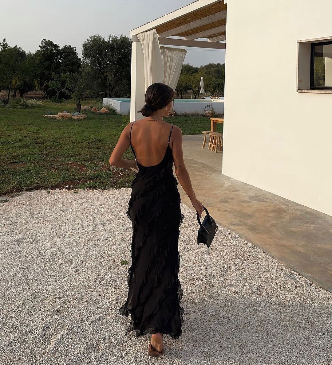 NOUVEAU RICHE Flamenco Maxikleid Mit Offenem Ausschnitt Und Rückenfrei