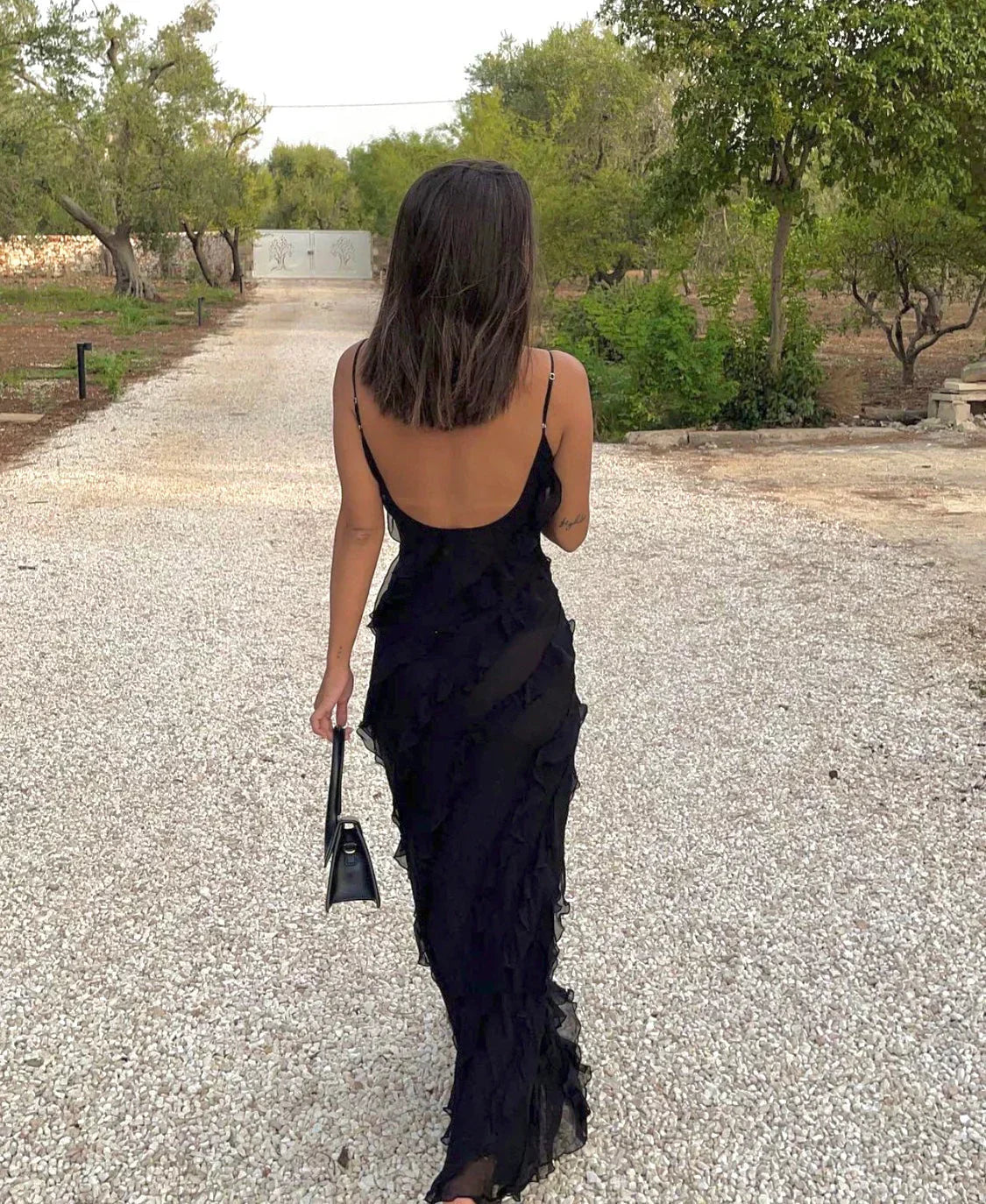 NOUVEAU RICHE Flamenco Maxikleid Mit Offenem Ausschnitt Und Rückenfrei