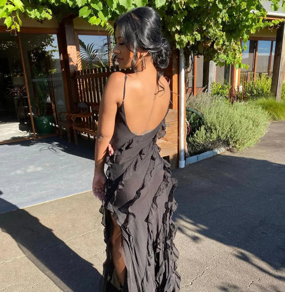 NOUVEAU RICHE Flamenco Maxikleid Mit Offenem Ausschnitt Und Rückenfrei