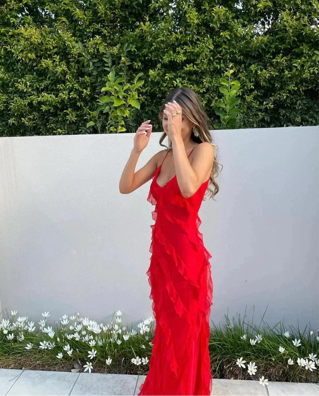 NOUVEAU RICHE Flamenco Maxikleid Mit Offenem Ausschnitt Und Rückenfrei