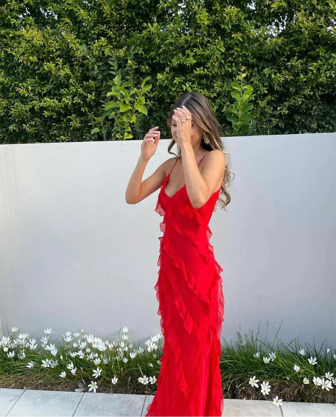 NOUVEAU RICHE Flamenco Maxikleid Mit Offenem Ausschnitt Und Rückenfrei
