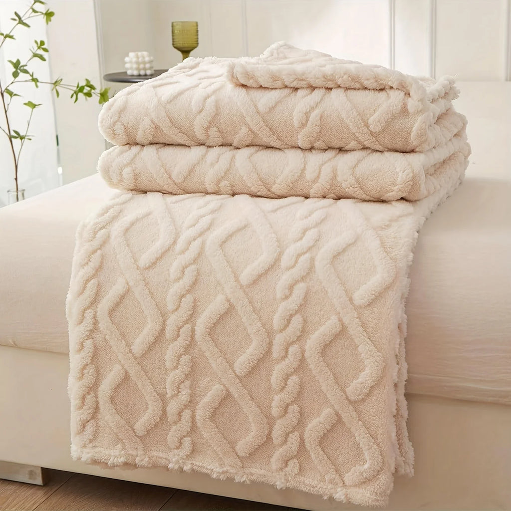 NOUVEAU RICHE Fleece-Decke Koralle 150x200 cm Für Wohnzimmer Und Nickerchen Weiß