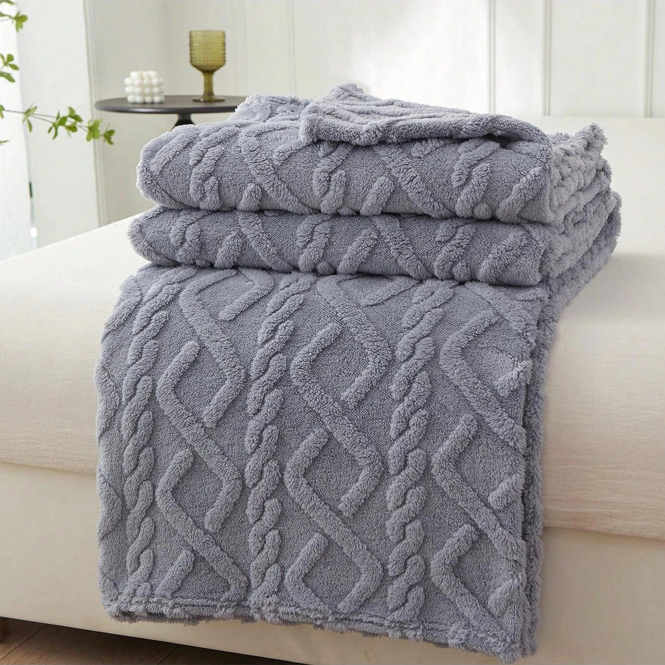 NOUVEAU RICHE Fleece-Decke Koralle 150x200 cm Für Wohnzimmer Und Nickerchen Blau