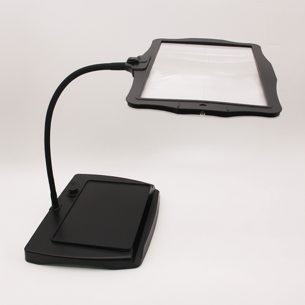 NOUVEAU RICHE LED-Lupenleuchte – Lupenlampe mit 3-facher Vergrösserung, Akku, freihändige Leselampe mit Schwanenhals, Schwarz oder Weiss Schwarz