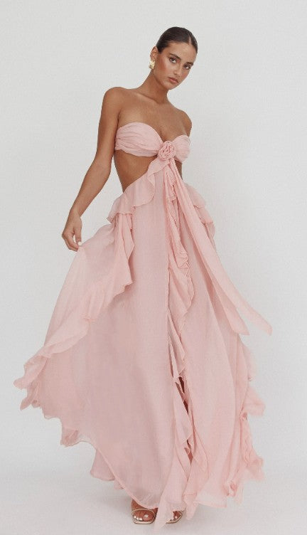 NOUVEAU RICHE Flor Rüschen Maxikleid Für Festliche Anlässe Mit Blumenmuster Elegant Und Auffällig