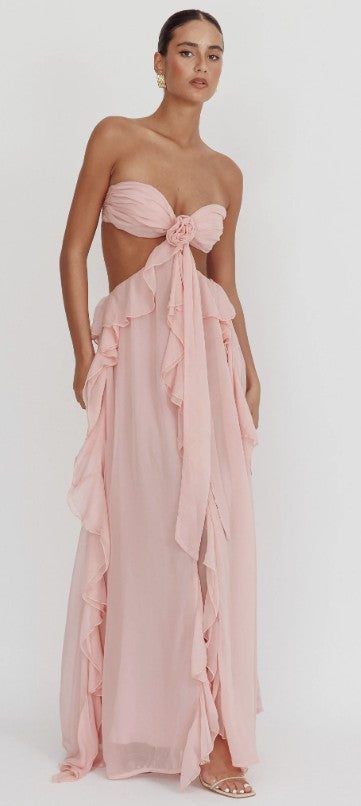 NOUVEAU RICHE Flor Rüschen Maxikleid Für Festliche Anlässe Mit Blumenmuster Elegant Und Auffällig