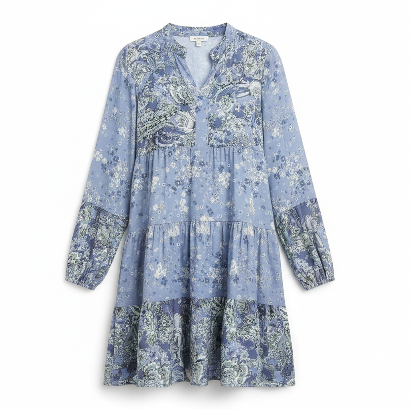 NOUVEAU RICHE Estelle | Langärmelige Damenkleid mit durchgehendem Blumenprint
