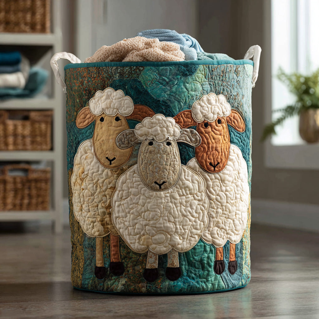 NOUVEAU RICHE Gesteppter Wäschekorb – Fluff Parade Stoff-Wäschesammler, freistehend, faltbar, Canvas-Griffe, 3 Grössen
