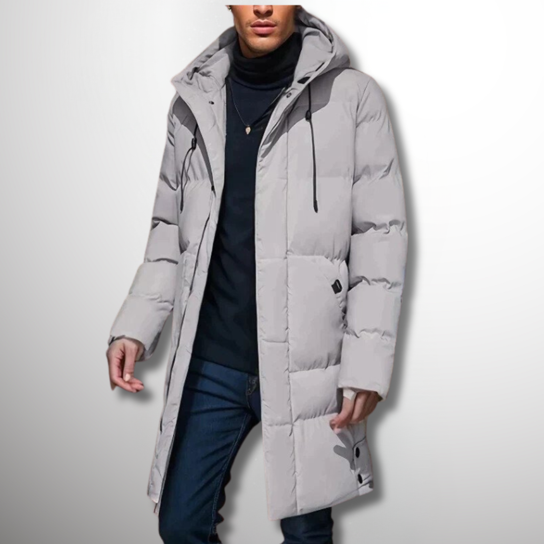 NOUVEAU RICHE Parka Jacke Herren Lange Wattierte Wasserdichte Winterjacke Grau
