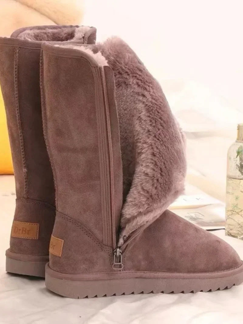 NOUVEAU RICHE Frauen Winterstiefel Wasserdicht Warm Echtes Leder Kniehoch