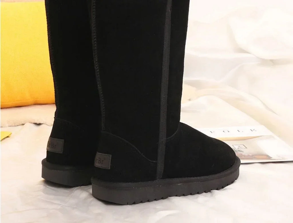 NOUVEAU RICHE Frauen Winterstiefel Wasserdicht Warm Echtes Leder Kniehoch