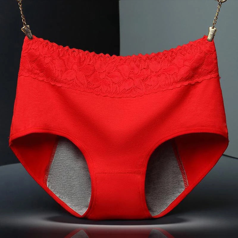 NOUVEAU RICHE Frauen Unterwäsche Auslaufsicher Baumwolle Nahtlose Slips Rot