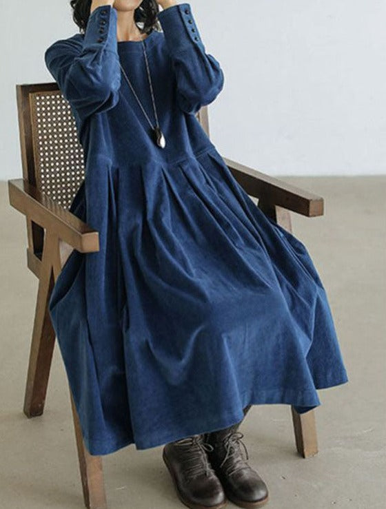 NOUVEAU RICHE Minchen - Französisches Samtkleid für zeitlose Eleganz Blau