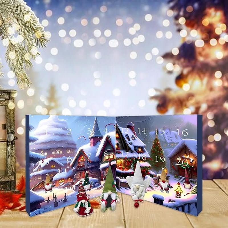 NOUVEAU RICHE Adventskalender mit Plüsch-Wichteln – Handgemachter wiederverwendbarer Stoffkalender mit 3 Wichteln & 21 Überraschungen, 3 Varianten