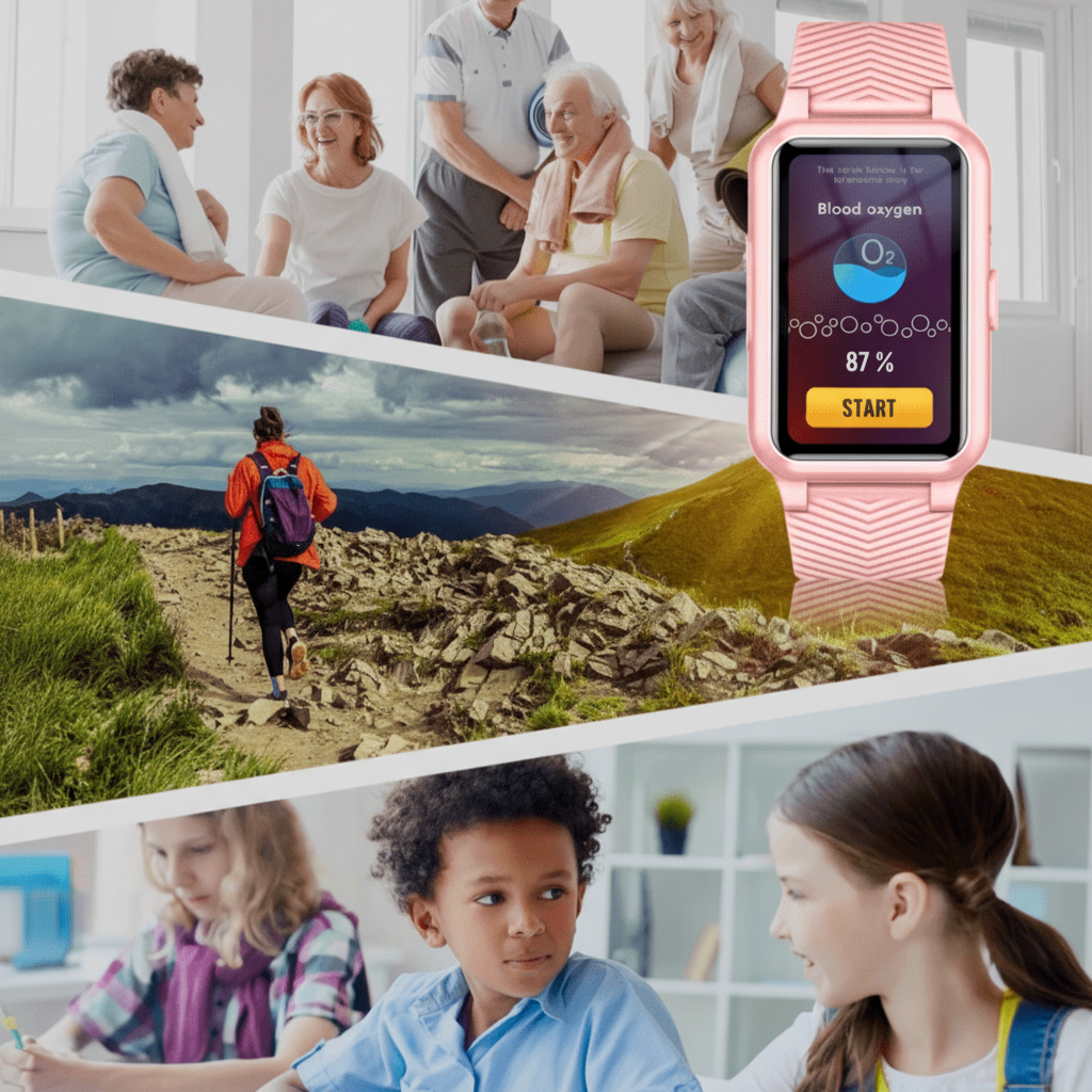 NOUVEAU RICHE GPS Smartwatch für Senioren mit Sturzerkennung & SOS-Taste – 4G Notrufuhr mit Standortfreigabe für Kontakte, 4 Farben