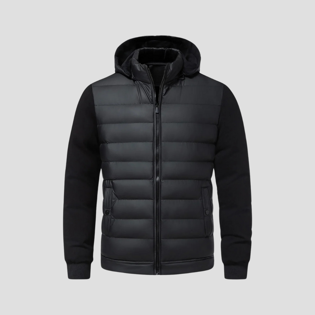 NOUVEAU RICHE Steppjacke mit Kapuze Kontrastärmel Isolierte Wärme Schwarz