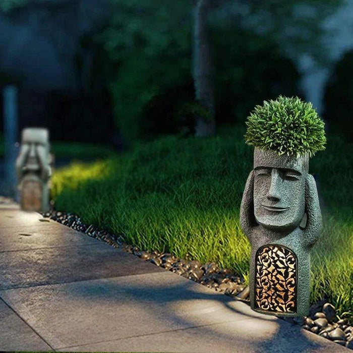 NOUVEAU RICHE Blumentopf Solar-LED Licht, Kunst-Skulptur für Garten