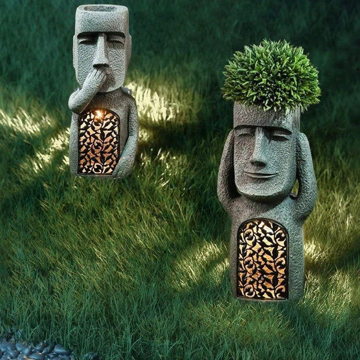 NOUVEAU RICHE Blumentopf Solar-LED Licht, Kunst-Skulptur für Garten