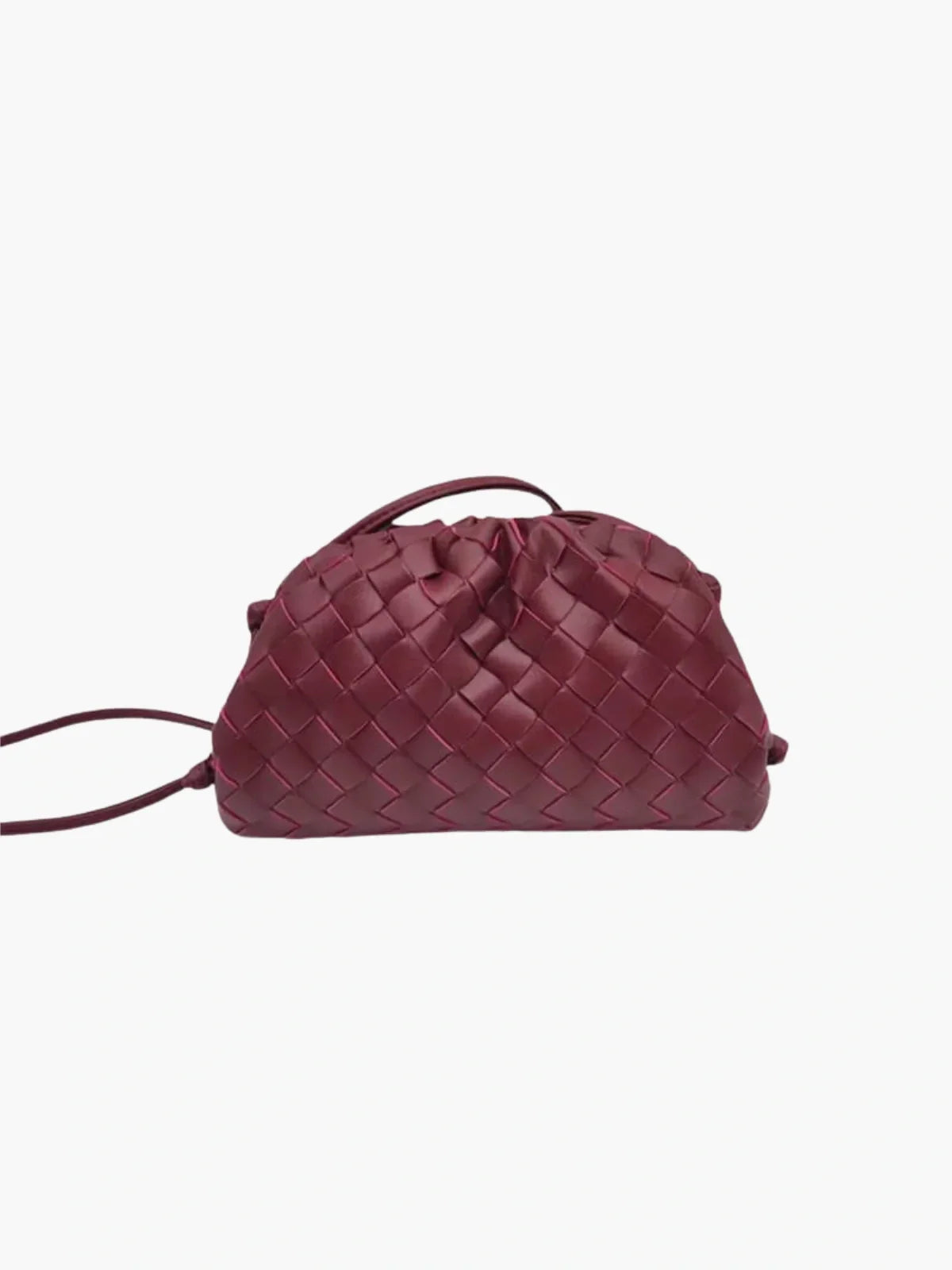NOUVEAU RICHE Geflochtene Kordelzugtasche aus Kunstleder für Alltag und Abendveranstaltungen mit Stil und Funktionalität Burgund Einheitsgröße