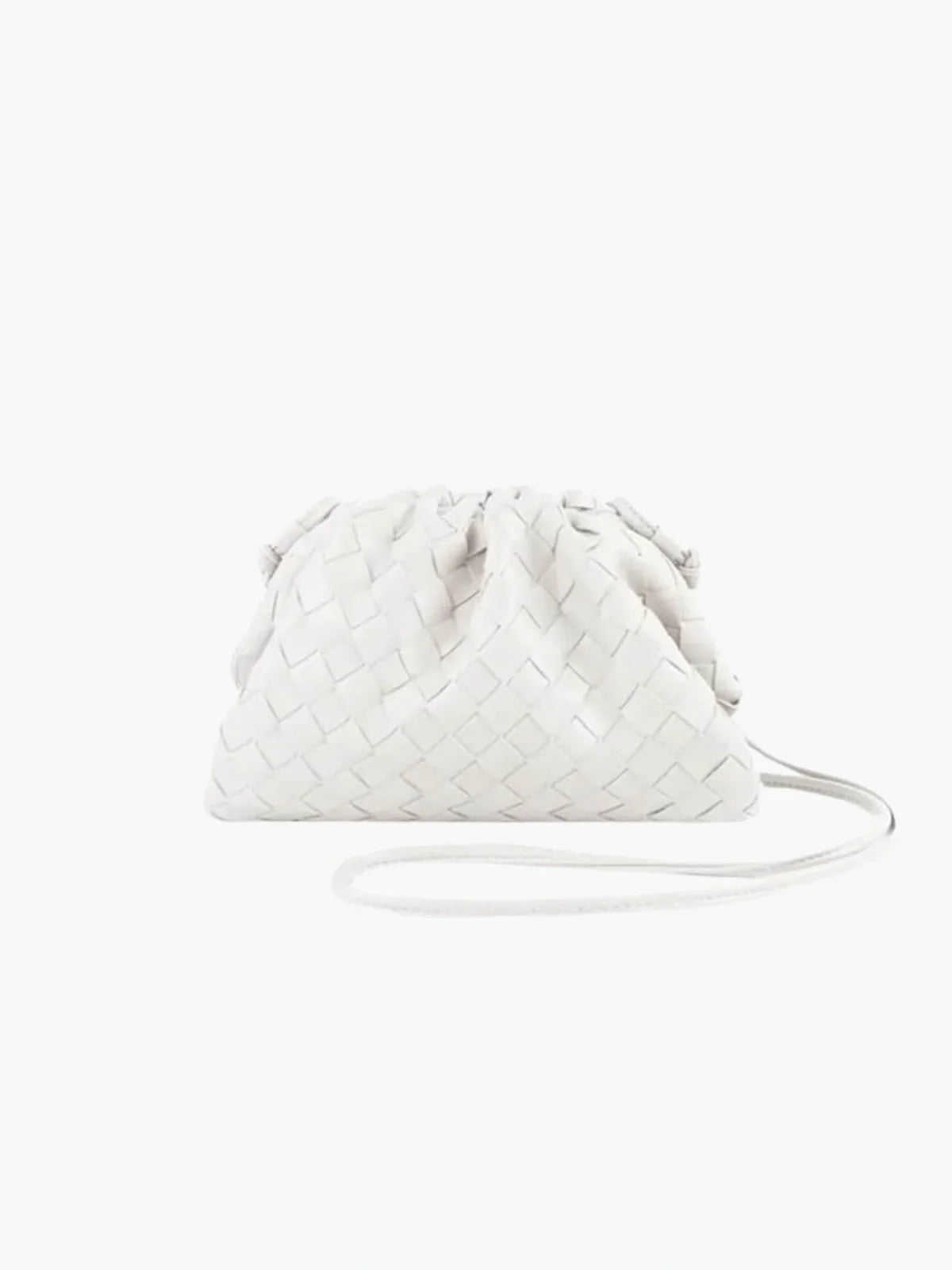 NOUVEAU RICHE Geflochtene Kordelzugtasche aus Kunstleder für Alltag und Abendveranstaltungen mit Stil und Funktionalität Weiß Einheitsgröße