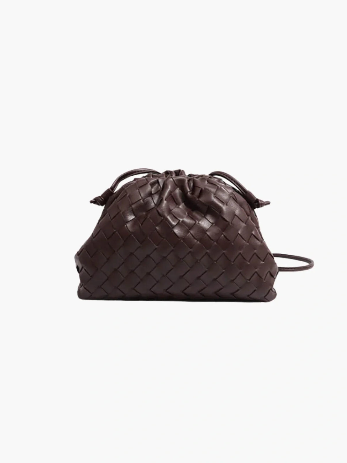 NOUVEAU RICHE Geflochtene Kordelzugtasche aus Kunstleder für Alltag und Abendveranstaltungen mit Stil und Funktionalität Kaffee Einheitsgröße