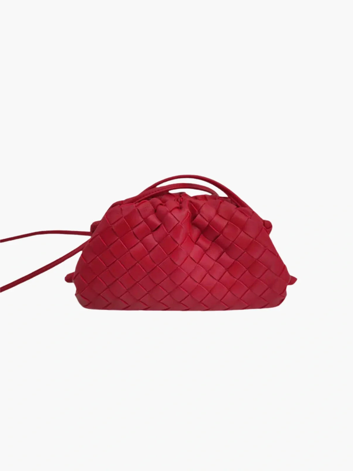 NOUVEAU RICHE Geflochtene Kordelzugtasche aus Kunstleder für Alltag und Abendveranstaltungen mit Stil und Funktionalität Rot Einheitsgröße
