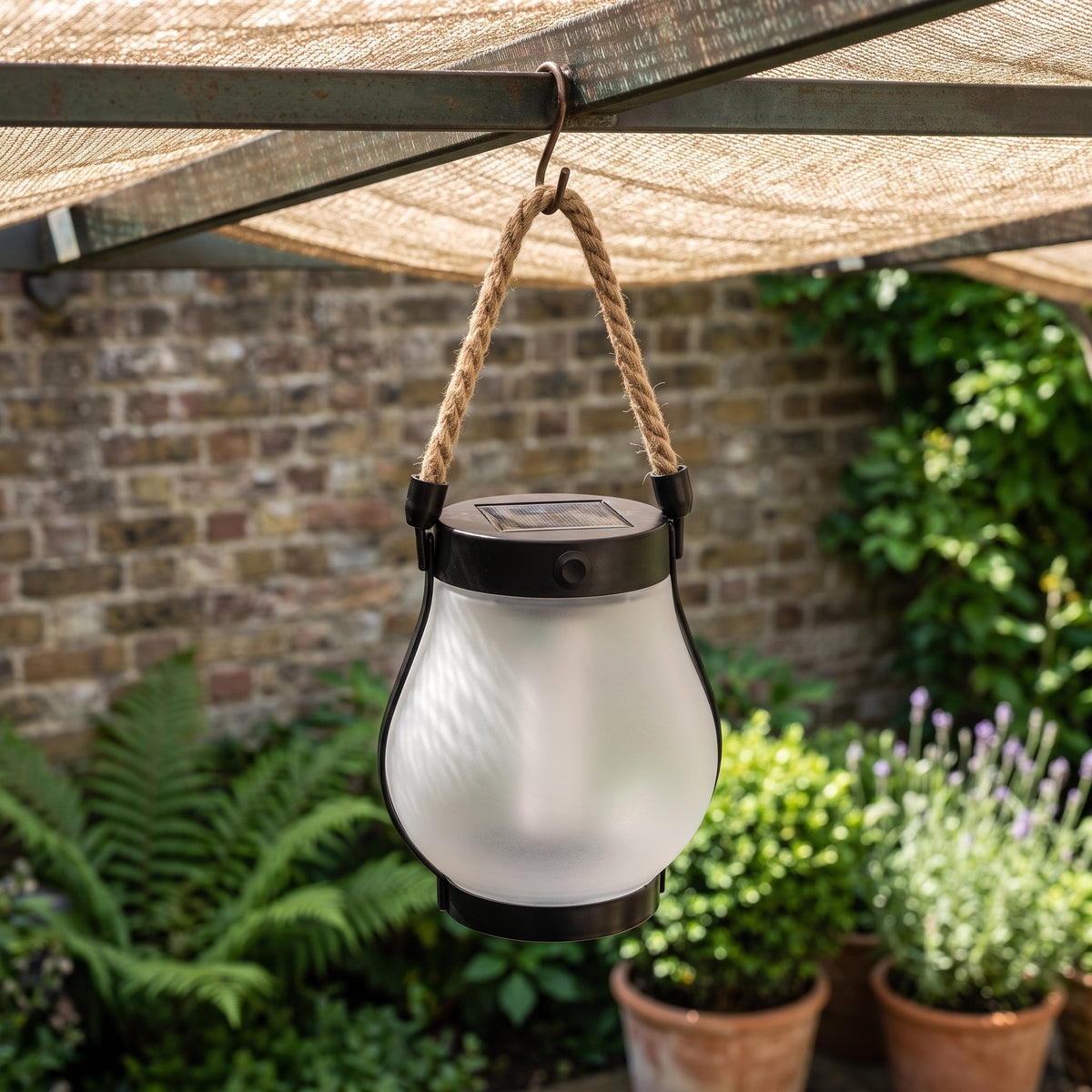 Lanterna solare da giardino con effetto fiamma – Lanterna LED solare impermeabile per terrazza e giardino, sensore crepuscolare
