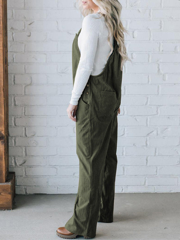 NOUVEAU RICHE Gemütlicher Damen Cord Overall mit Lockere Passform und Quadratischem Ausschnitt aus Weichem Geripptem Stoff