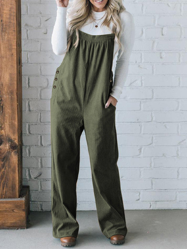 NOUVEAU RICHE Gemütlicher Damen Cord Overall mit Lockere Passform und Quadratischem Ausschnitt aus Weichem Geripptem Stoff