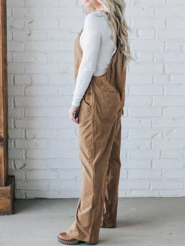 NOUVEAU RICHE Gemütlicher Damen Cord Overall mit Lockere Passform und Quadratischem Ausschnitt aus Weichem Geripptem Stoff