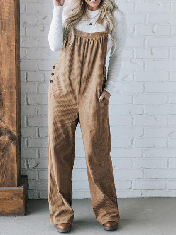 NOUVEAU RICHE Gemütlicher Damen Cord Overall mit Lockere Passform und Quadratischem Ausschnitt aus Weichem Geripptem Stoff