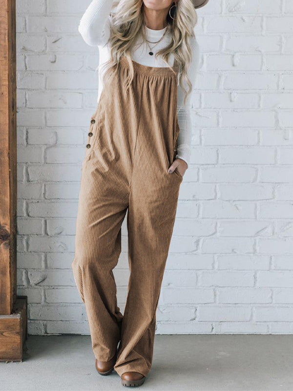 NOUVEAU RICHE Gemütlicher Damen Cord Overall mit Lockere Passform und Quadratischem Ausschnitt aus Weichem Geripptem Stoff