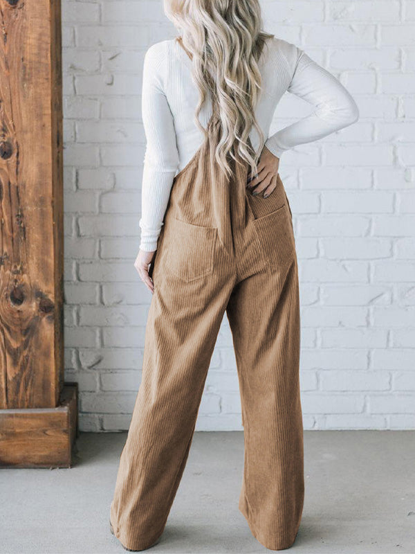 NOUVEAU RICHE Gemütlicher Damen Cord Overall mit Lockere Passform und Quadratischem Ausschnitt aus Weichem Geripptem Stoff