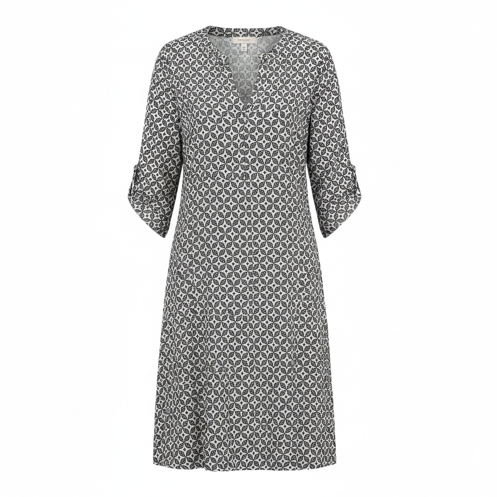 NOUVEAU RICHE Flora | Damen-Sommerkleid im Vintage-Stil mit Geteiltem Ausschnitt und 3/4-Ärmeln | Mini