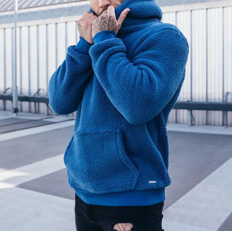 NOUVEAU RICHE Fleece Hoodie Für Herren Mit Kuscheligem Design Weich Und Bequem Ideal Zum Schichten Bei Kaltem Wetter Entspannte Passform Mit Kängurutasche Blau