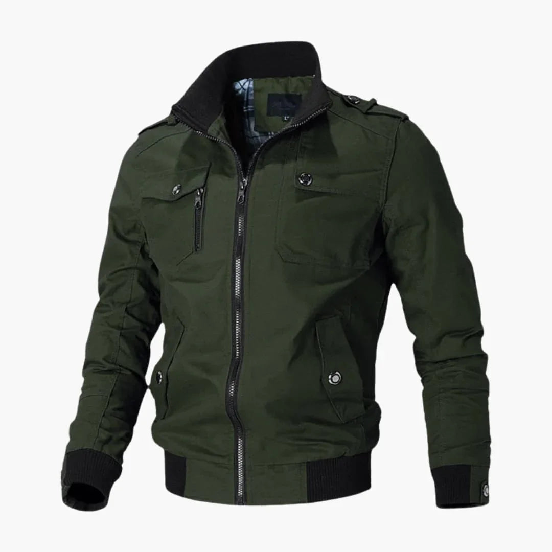 NOUVEAU RICHE Bomberjacke Gesteppt Herren Rippendetails Mit Reißverschluss Grün