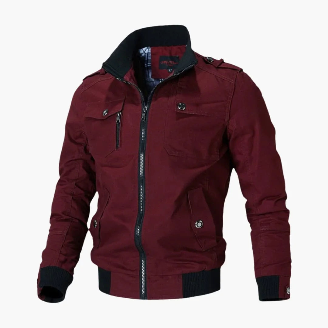 NOUVEAU RICHE Bomberjacke Gesteppt Herren Rippendetails Mit Reißverschluss Rot