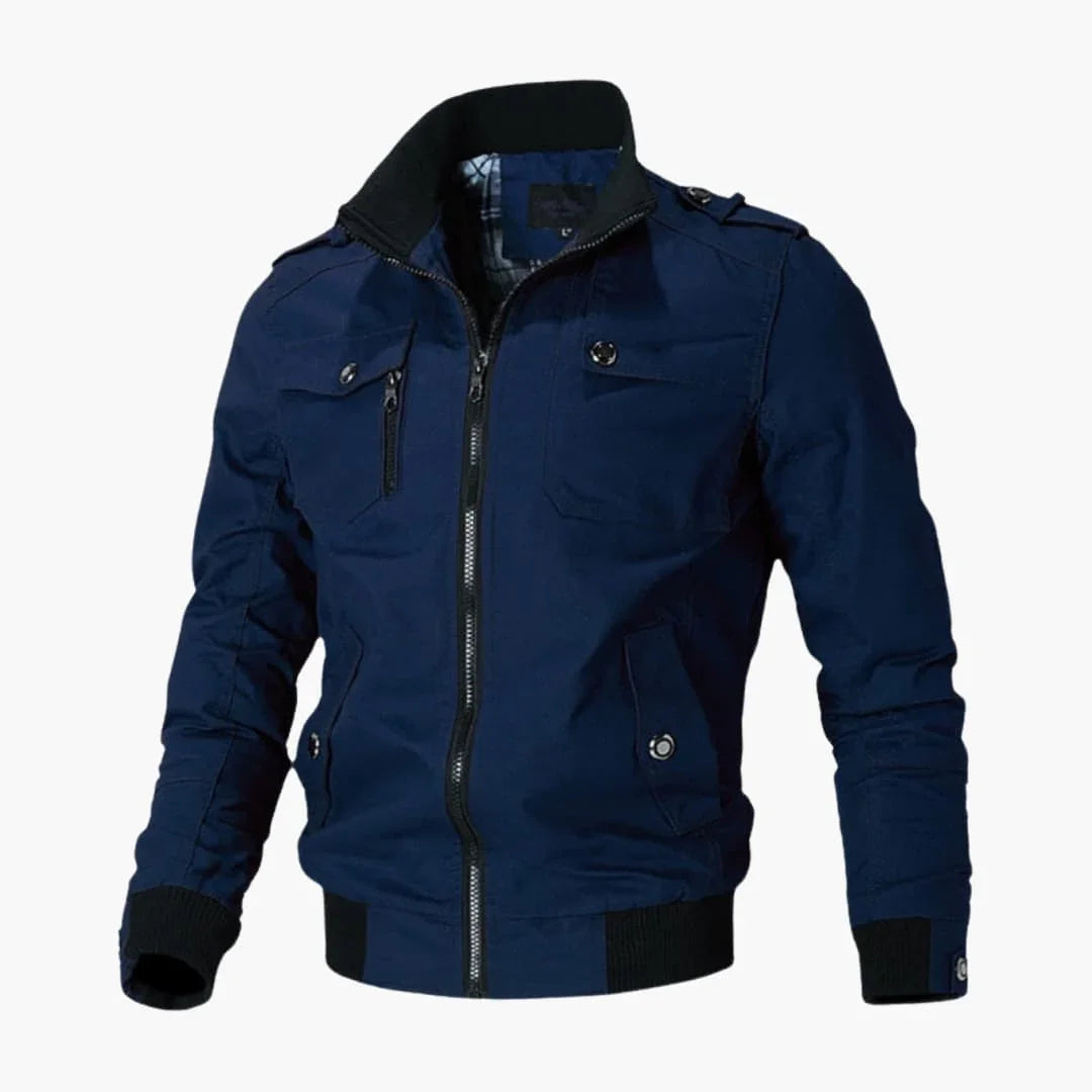 NOUVEAU RICHE Bomberjacke Gesteppt Herren Rippendetails Mit Reißverschluss Blau