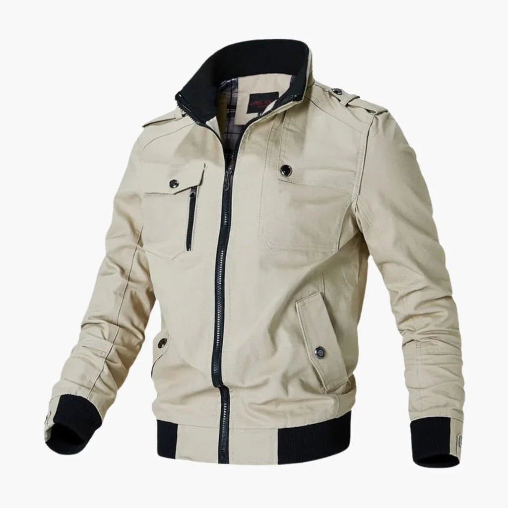 NOUVEAU RICHE Bomberjacke Gesteppt Herren Rippendetails Mit Reißverschluss Beige